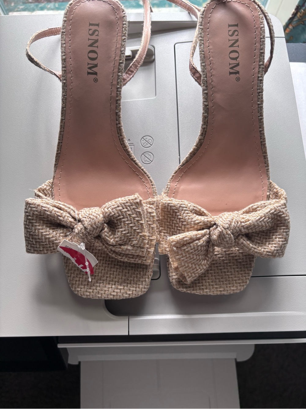 Women’s Beige Bow-Front Slingback Heels